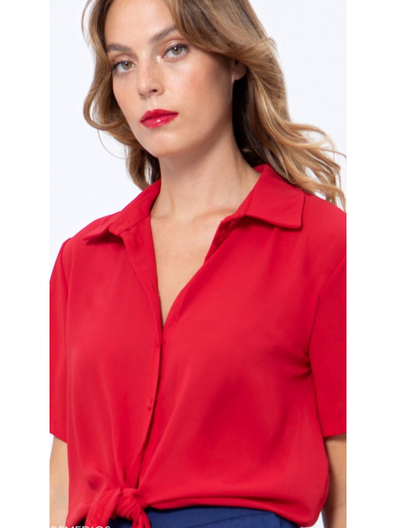 CAMISA MANGA CORTA CORTE FLUIDO ABERTURAS LATERALES