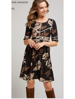 VESTIDO CORTO ESTAMPADO MANGA 3/4