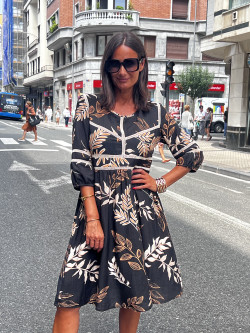 VESTIDO CORTO ESTAMPADO MANGA 3/4