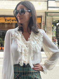 BLUSA MANGA LARGA VOLANTES