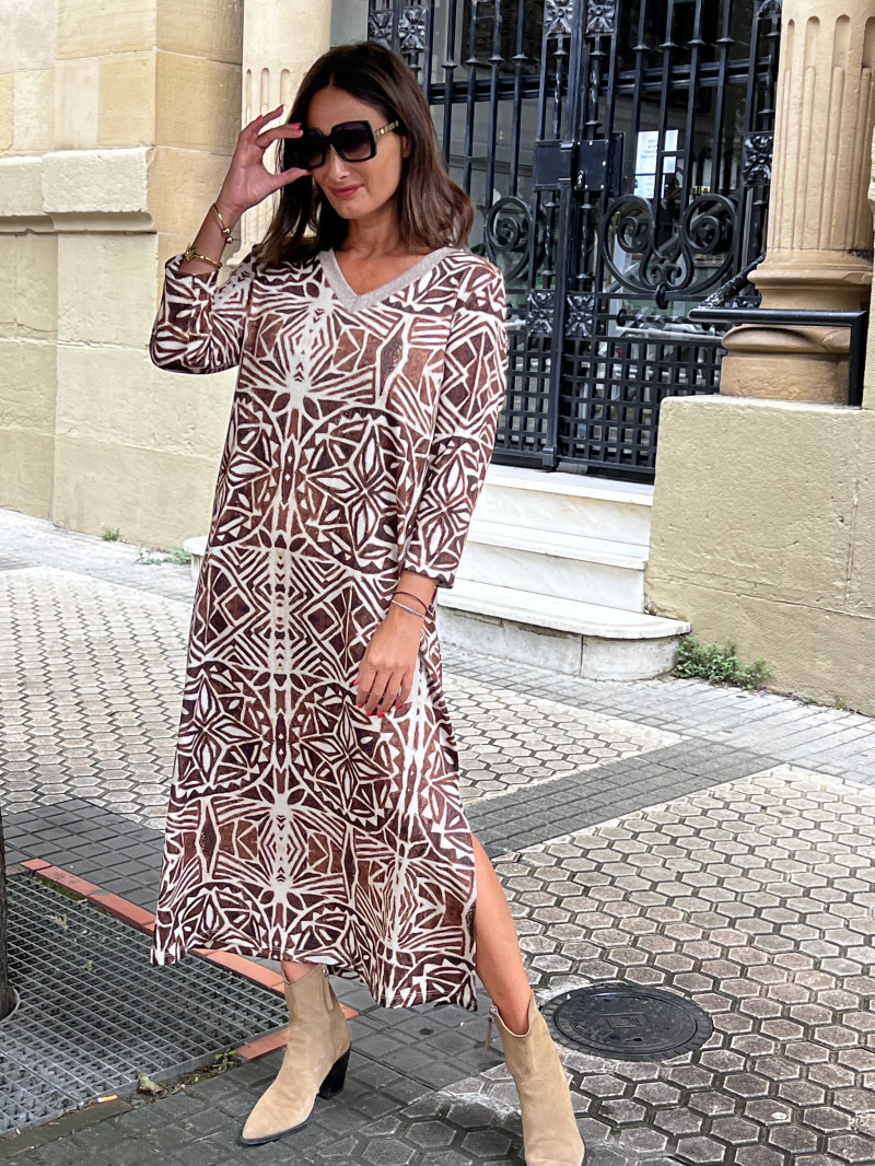 VESTIDO ESTAMPADO LARGURA MIDI