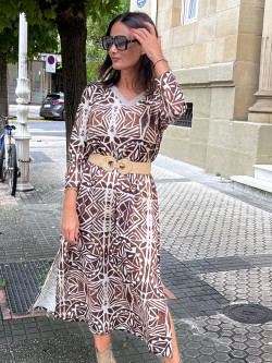 VESTIDO ESTAMPADO LARGURA MIDI
