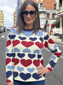 SUETER CORAZONES ESCOTE REDONDO Y MANGA LARGA