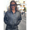 CHAQUETA EFECTO PIEL CON CAPUCHA
