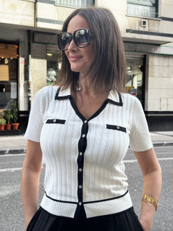 CARDIGAN PUNTO CUELLO POLO MANGA CORTA