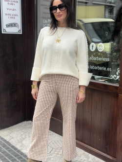 PANTALÓN CUADRO VICHY CORTE RECTO LIGERAMENTE ACAMPANADO