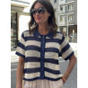 CHAQUETA BICOLOR CALADA MANGA CORTA