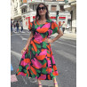 VESTIDO MIDI ESTAMPADO CORTE EVASÉ