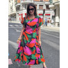 VESTIDO MIDI ESTAMPADO CORTE EVASÉ