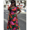 VESTIDO MIDI ESTAMPADO CORTE EVASÉ