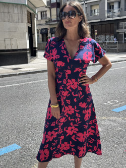 VESTIDO ESTAMPADO FLORAL CORTE MIDI