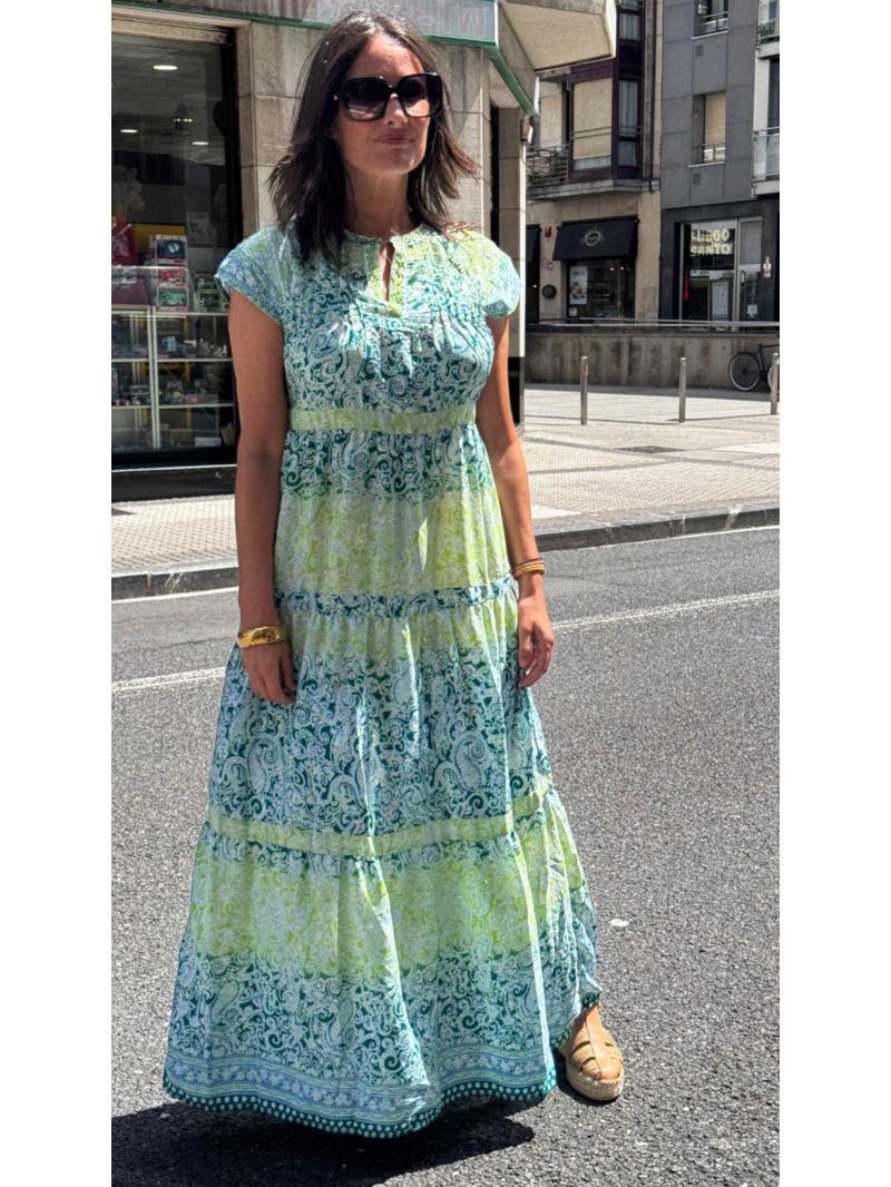 VESTIDO LARGO FLUIDO ESTAMPADO CACHEMIRE