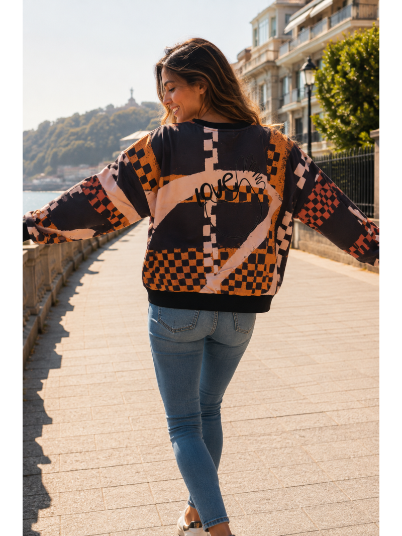 SUDADERA COMBINADA ESTAMPADA