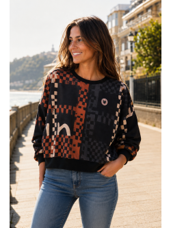 SUDADERA COMBINADA ESTAMPADA