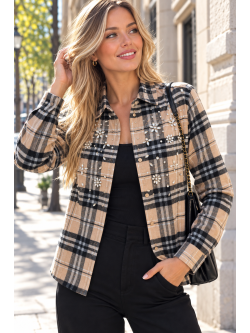 CAMISA DE CUADROS CON PEDRERÍA