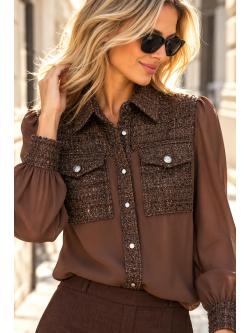 CAMISA COMBINADA DE TWEED...